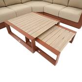 Sofá esquinero de jardín ALLURE Beige / Caoba 5 plazas - Aluminio tratado con epoxi, Poliéster Beige / Marrón caoba