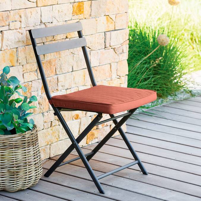 Cojín para silla KORAÏ Caoba 40 x 40 cm - Poliéster Marrón Caoba