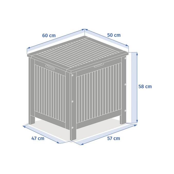 Baúl de almacenamiento Beige 100L - Acero, Acacia certificado FSC® Acacia