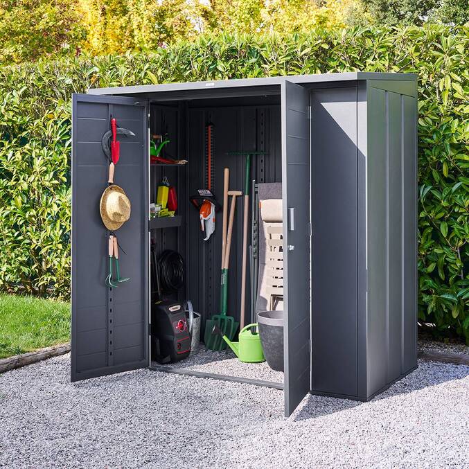 Cobertizo de jardín FORGIA Grafito 1,9 x 1,2 x 2 m - Acero galvanizado, Tratamiento antióxido reforzado3500
