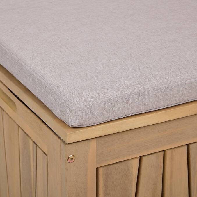 Baúl de almacenamiento LODGIA Beige 210L - Acacia certificado FSC®, Acero3634
