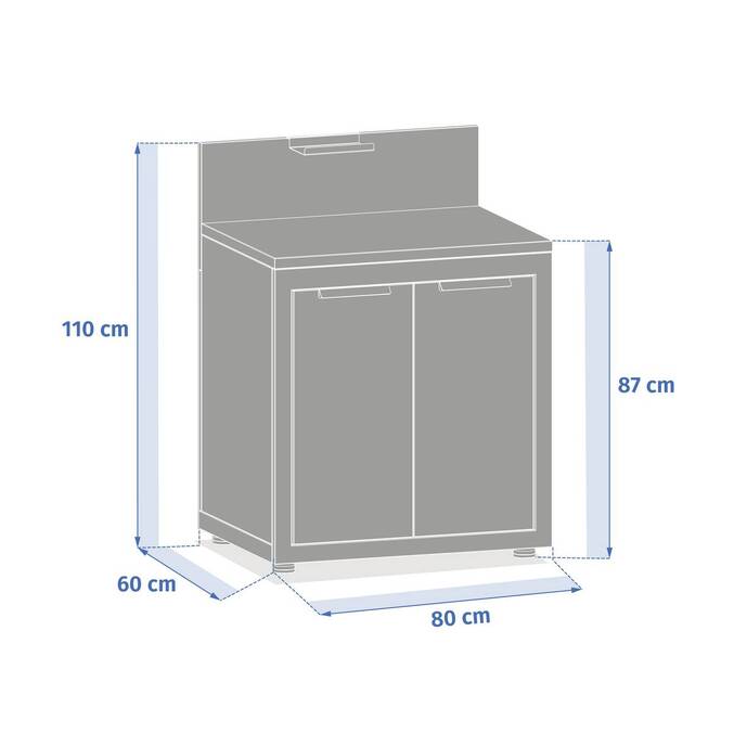 Módulo para cocina de verano OXYANA Grafito 110 x 80 x 60 cm - Acero galvanizado, Tratamiento antioxidante reforzado Grafito