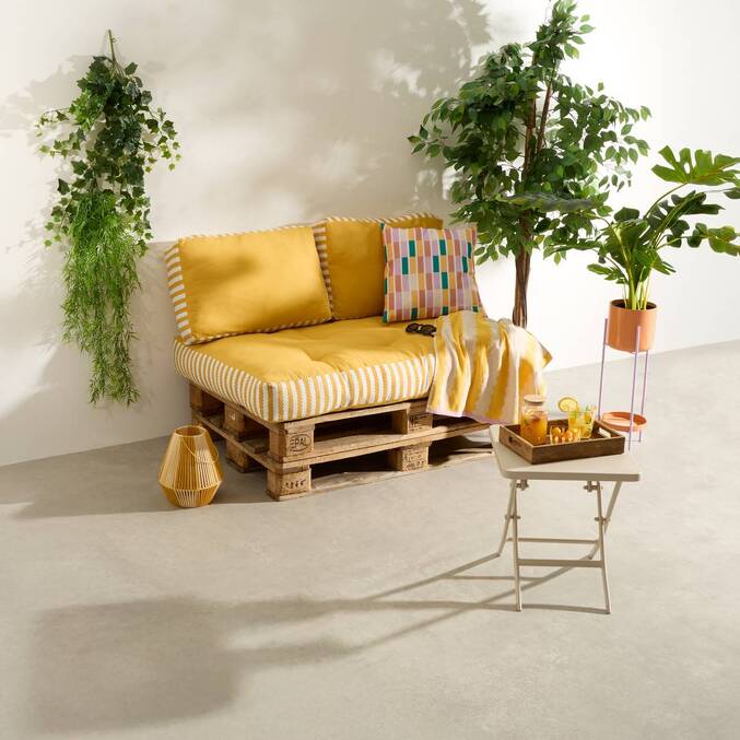 Cojín para uelo exterior rectangular POOLSIDE Amarillo 120 x 80 cm - Algodón Amarillo