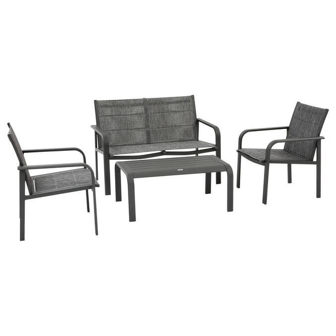 Conjunto de jardín PIAZZA Grafito 4 plazas - Aluminio tratado con epoxi, Texaline3500