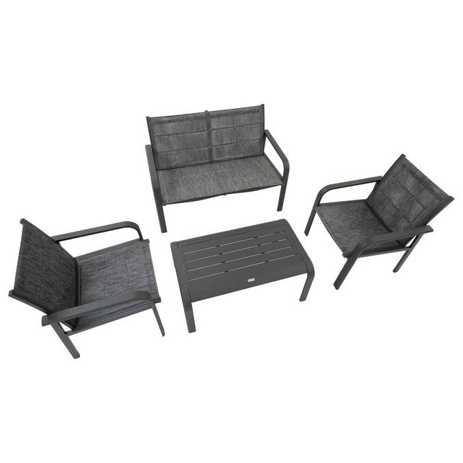 Conjunto de jardín PIAZZA Grafito 4 plazas - Aluminio tratado con epoxi, Texaline3500