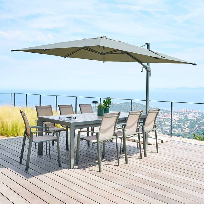 Parasol lateral cuadrado inclinable MELHIA Verde laurel 3 x 3 m - Aluminio, Acero, Olefina Laurel