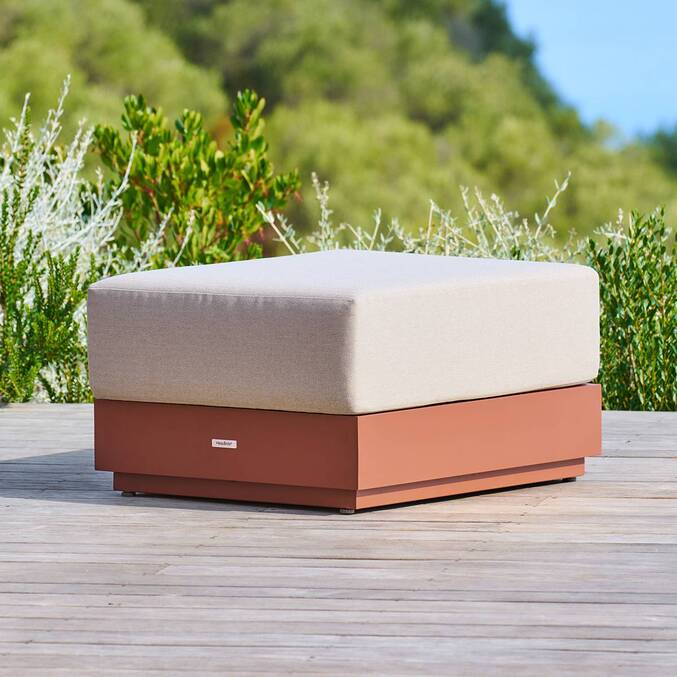 Puf de jardín rectangular ALLURE Beige / Caoba 78 x 65 x 42 cm - Poliéster, Aluminio recubierto de epoxi, Poliéster3882