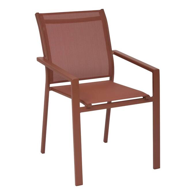 Silla de jardín con reposabrazos ESSENTIA Caoba Aluminio tratado con epoxi, Texaline Marrón Caoba