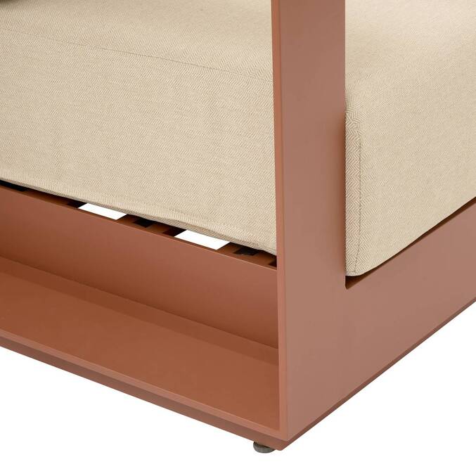 Conjunto de jardín giratorio ALLURE Beige / Caoba 5 plazas - Aluminio tratado con epoxi, Poliéster Beige Zebrano / Marrón caoba