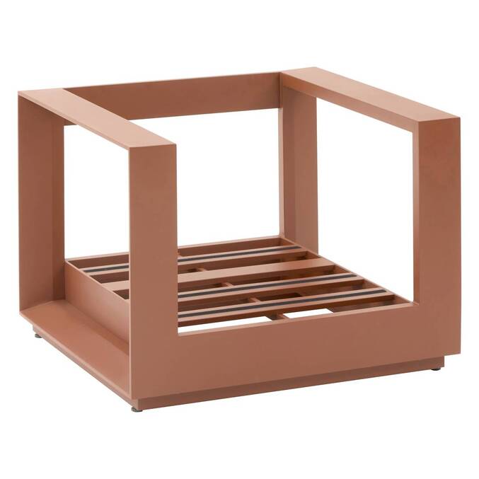 Conjunto de jardín giratorio ALLURE Beige / Caoba 5 plazas - Aluminio tratado con epoxi, Poliéster Beige Zebrano / Marrón caoba