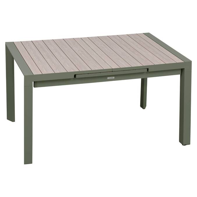 Mesa de jardín rectangular extensible ÉVASION Lino / Verde laurel 8 plazas - Aluminio recubierto de epoxi3799