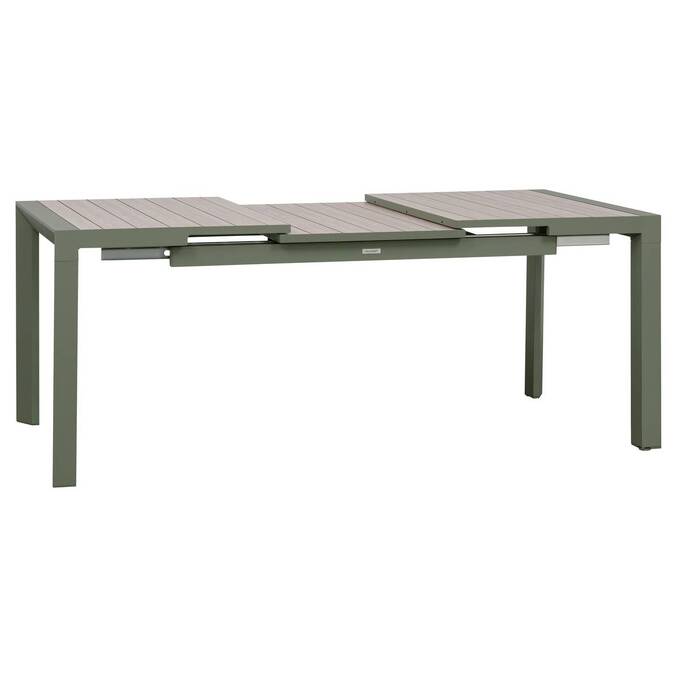 Mesa de jardín rectangular extensible ÉVASION Lino / Verde laurel 8 plazas - Aluminio recubierto de epoxi3799