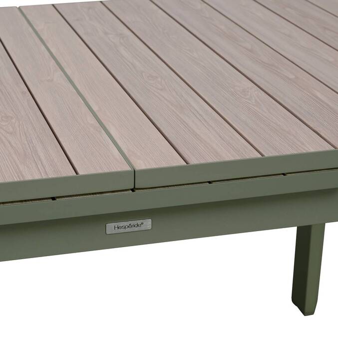 Mesa de jardín rectangular extensible ÉVASION Lino / Verde laurel 8 plazas - Aluminio recubierto de epoxi3799