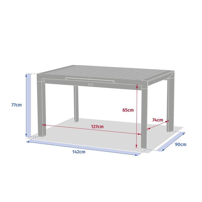 Mesa de jardín rectangular extensible ÉVASION Lino / Verde laurel 8 plazas - Aluminio recubierto de epoxi3799
