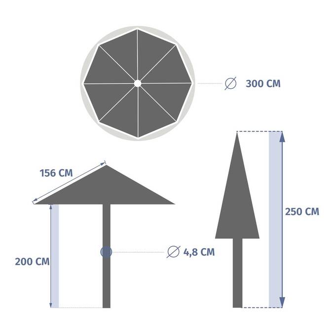 Sombrilla redonda inclinable LOOMPA Caoba 3 m - Acero, Aluminio, Poliéster Marrón Caoba