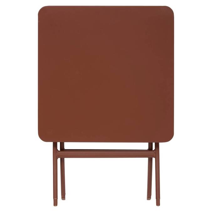 Mesa auxiliar de jardín plegable cuadrada GREENSBORO Caoba 40 x 40 cm - Acero, Tratamiento Antioxidante Reforzado Marrón Caoba