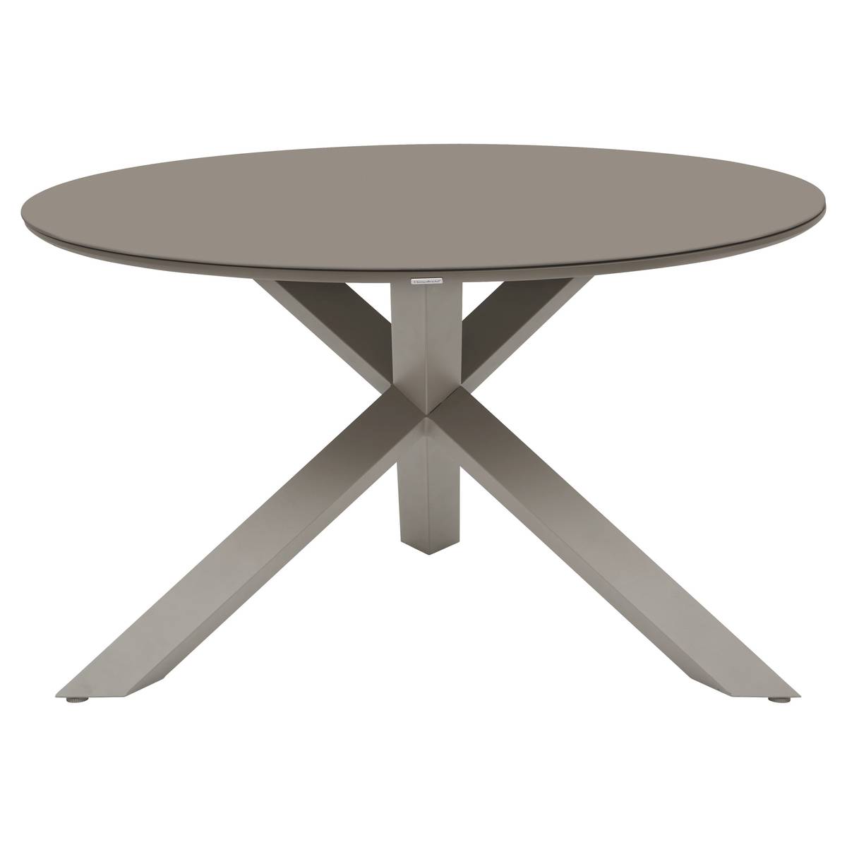 Mesa de jardín redonda ORYON Café 6 plazas - Aluminio tratado con epoxi, Vidrio Café