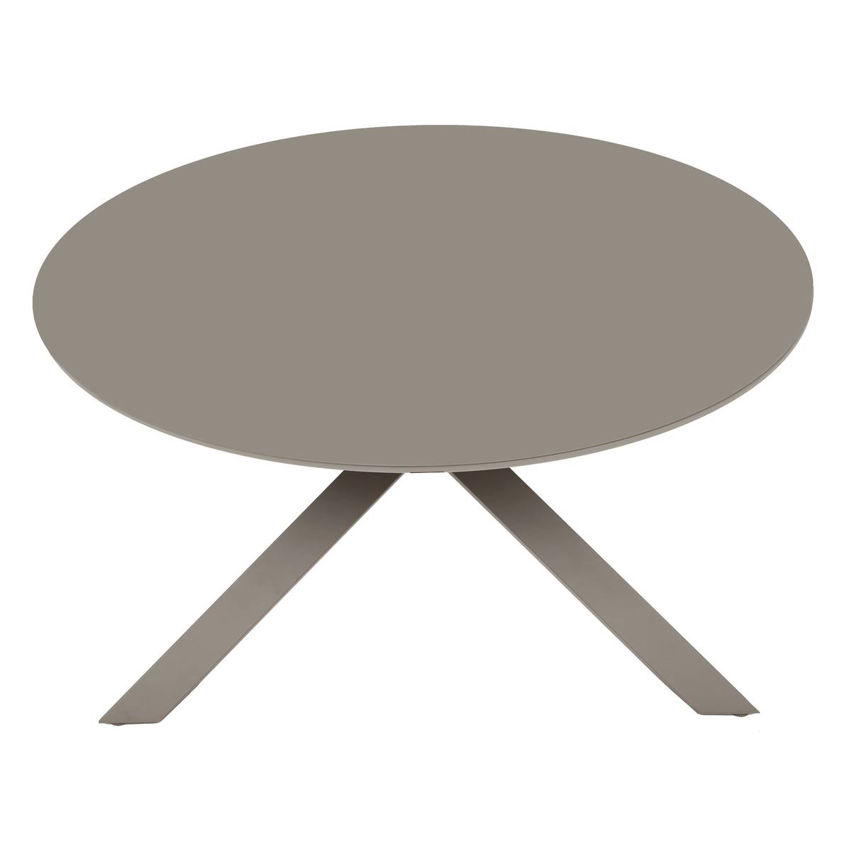 Mesa de jardín redonda ORYON Café 6 plazas - Aluminio tratado con epoxi, Vidrio Café