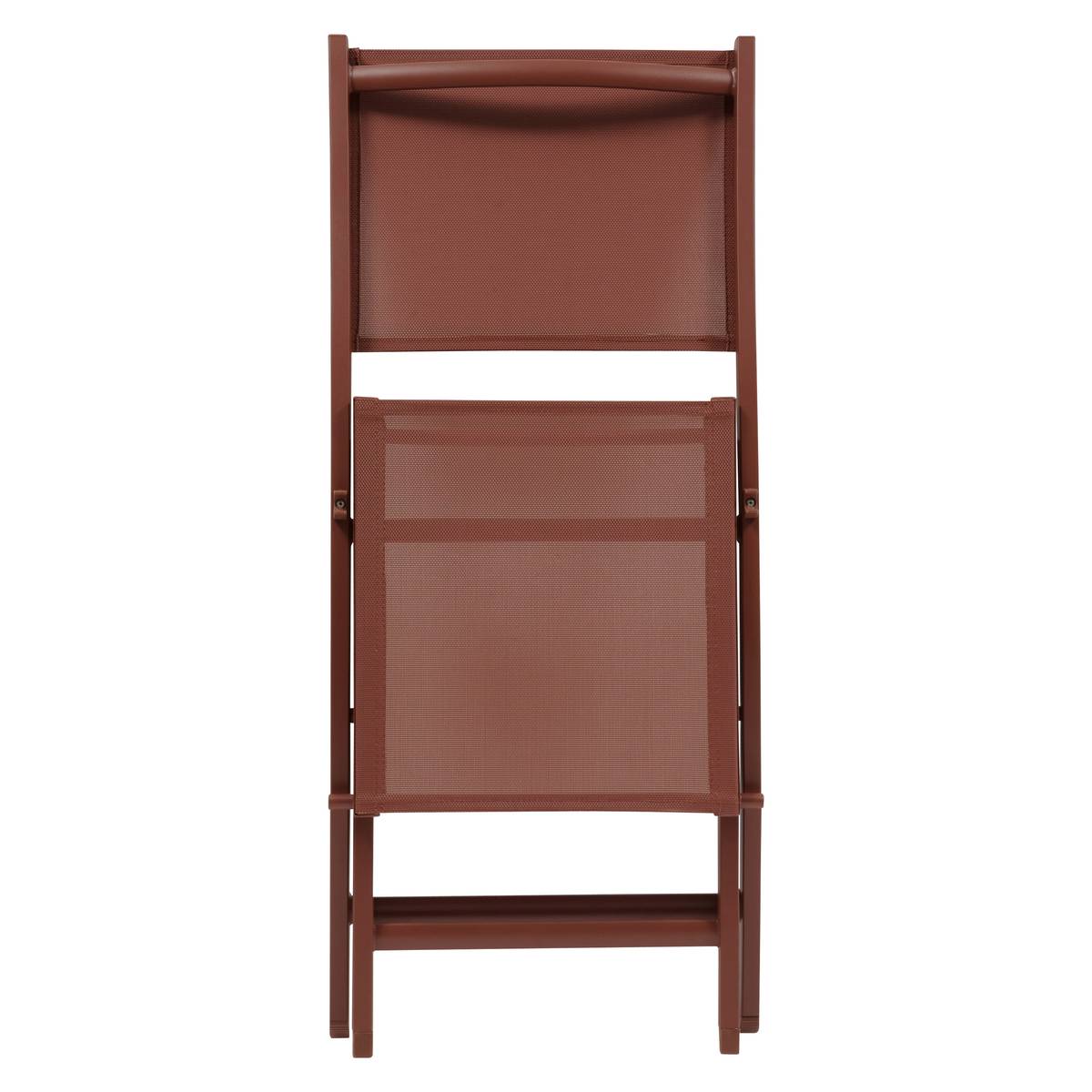 Set de 4 sillas de jardín plegables ESSENTIA Caoba Acero tratado con epoxi, Aluminio tratado con epoxi, Texaline Marrón Caoba