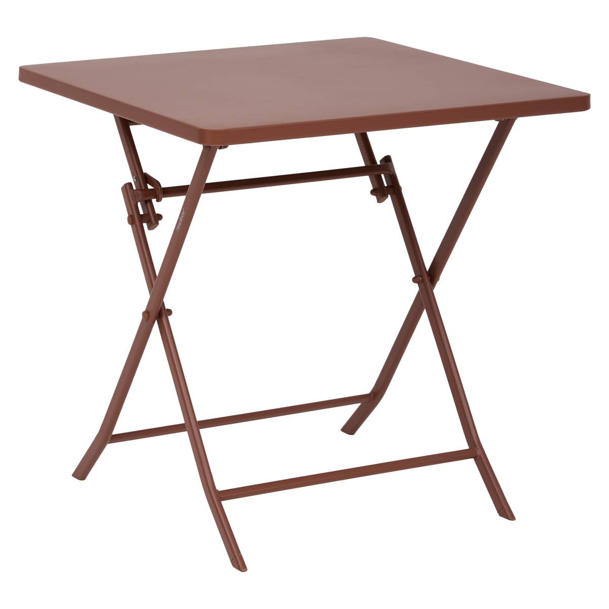 Mesa de balcón plegable GREENSBORO Caoba 2 plazas - Acero, Tratamiento antióxido reforzado Marrón Caoba