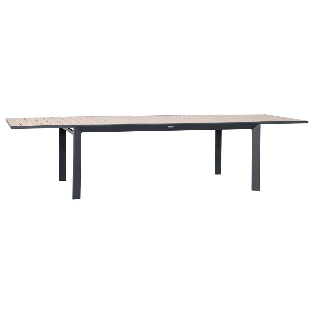 Mesa de jardín rectangular extensible EVASION Miel / Grafito 12 plazas - Aluminio con recubrimiento de epoxi Honey / Grafito