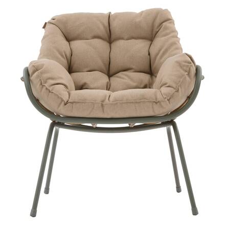 Salón de jardín dúo PAOPAO Beige / Verde laurel 2 plazas - Acero tratado con epoxi, Tratamiento antióxido reforzado, Poliéster