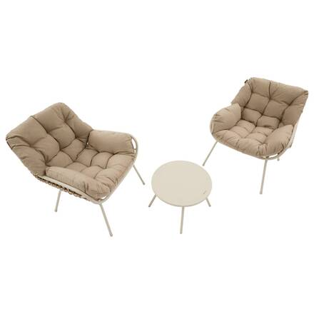 Salón de jardín dúo PAOPAO Beige / Arcilla 2 plazas - Acero tratado con epoxi, Tratamiento antióxido reforzado, Poliéster