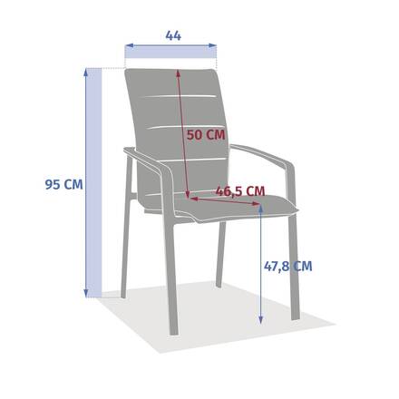 Silla de jardín con reposabrazos DIESE Badiane / Café Aluminio tratado con epoxi, Texaline