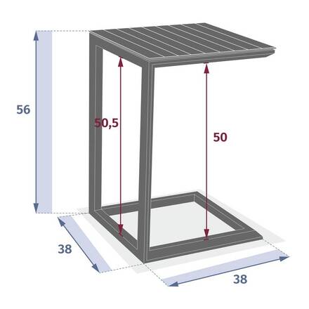 Mesa auxiliar de jardín cuadrada ÉVASION Verde laurel 38 x 38 cm - Aluminio tratado con epoxi