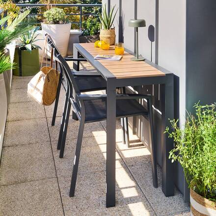 Mesa de jardín rectangular ÉVASION Honey / Graphite 2 plazas - Aluminio tratado con epoxi