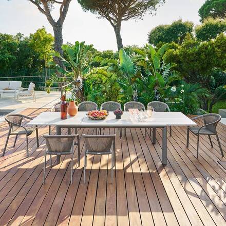 Mesa de jardín rectangular extensible LUZANE Arcilla / Café 12 plazas - Aluminio