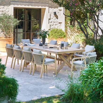 Mesa de jardín rectangular XENIA Eucalipto 10 plazas - Eucalipto con certificación FSC®