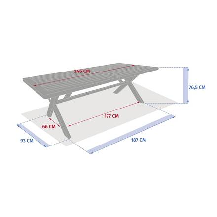 Mesa de jardín rectangular extensible XENIA Eucalipto 12 plazas - Eucalipto certificado FSC®