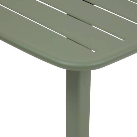 Mesa de jardín alta cuadrada ALEGORIA Verde laurel 2 plazas - Acero tratado con epoxi, Tratamiento antioxidante reforzado