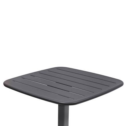 Mesa de jardín alta cuadrada ALEGORIA Grafito 2 plazas - Acero tratado con epoxi, Tratamiento antioxidante reforzado