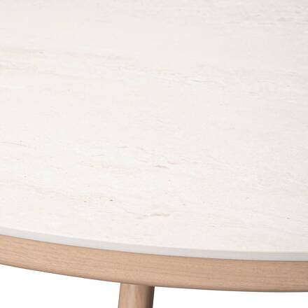 Mesa de jardín redonda NELORA Beige cuerda / Honey 8 plazas - Aluminio tratado con epoxi, Piedra sinterizada