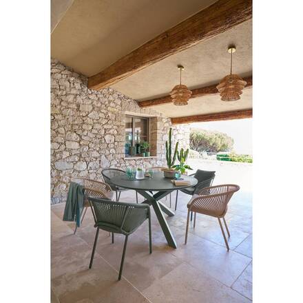Silla de jardín con reposabrazos ORYON Arcilla Aluminio tratado con epoxi, Olefina