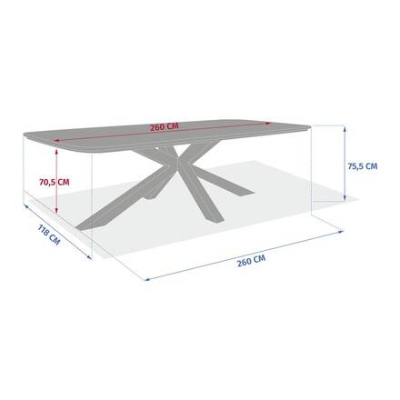 Mesa de jardín rectangular ORACLION Nogal / Grafito 10 plazas - Aluminio recubierto de epoxi