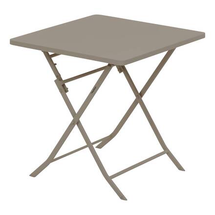 Mesa de jardín cuadrada plegable GREENSBORO Café 2 plazas - Acero tratado con epoxi, Tratamiento antioxidante reforzado