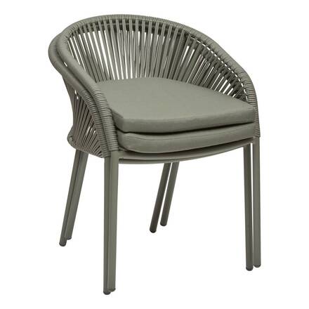 Silla de jardín con reposabrazos ORYON Verde laurel Aluminio tratado con epoxi, Olefina