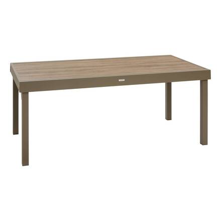 Mesa de jardín cuadrada extensible PIAZZA Trufa / Café 12 plazas - Aluminio con recubrimiento de epoxi, Vidrio templado