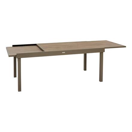 Mesa de jardín cuadrada extensible PIAZZA Trufa / Café 12 plazas - Aluminio con recubrimiento de epoxi, Vidrio templado