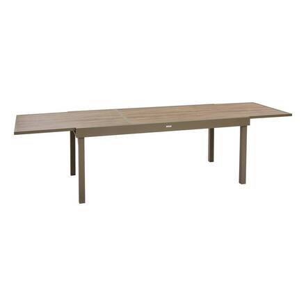 Mesa de jardín cuadrada extensible PIAZZA Trufa / Café 12 plazas - Aluminio con recubrimiento de epoxi, Vidrio templado