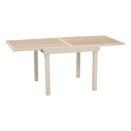 Mesa de jardín extensible cuadrada PIAZZA Espelta / Arcilla 8 plazas - Aluminio tratado con epoxi, Vidrio templado