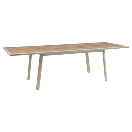 Mesa de jardín rectangular extensible PAVANE Malta / Arcilla 10 plazas - Aluminio tratado con epoxi, Vidrio templado