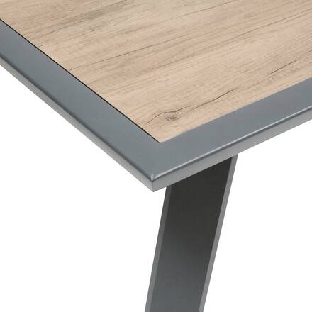 Mesa de jardín rectangular extensible PAVANE Trufa / Grafito 10 plazas - Aluminio tratado con epoxi, Vidrio templado