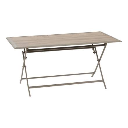 Mesa de jardín rectangular plegable AZUA Trufa / Café 6 plazas - Aluminio tratado con epoxi, Vidrio