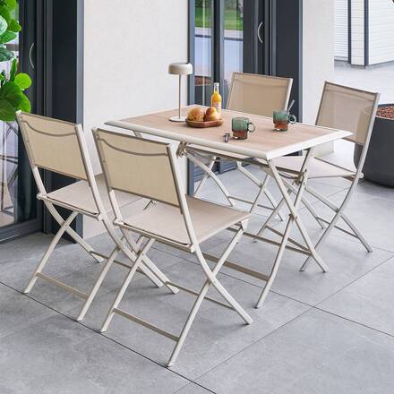 Mesa de jardín rectangular plegable AZUA Espelta / Arcilla 4 plazas - Aluminio tratado con epoxi, Vidrio