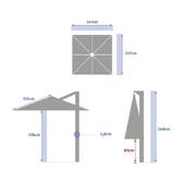 Parasol lateral cuadrado MANOA Café 2,5 x 2,5 m - Acero, Poliéster Café