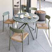 Mesa de jardín redonda NEBULLIA Verde laurel 4 plazas - Aluminio tratado con epoxi, Tratamiento anticorrosión reforzado Laurel